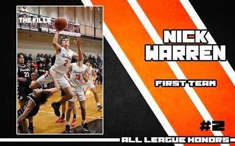 Nick Warren - First Team with picture of him shooting ball
